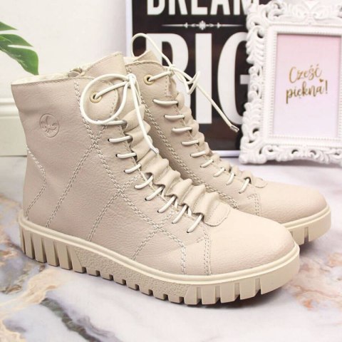 Trzewiki na platformie ocieplane Rieker W RKR279C beżowe