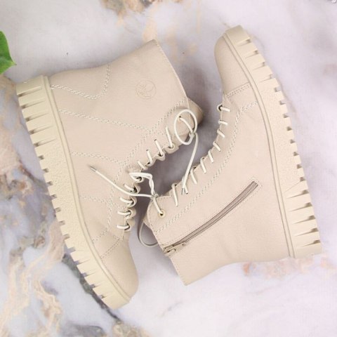 Trzewiki na platformie ocieplane Rieker W RKR279C beżowe