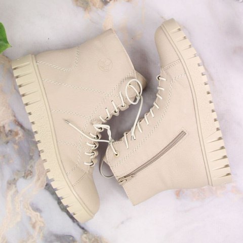 Trzewiki na platformie ocieplane Rieker W RKR279C beżowe