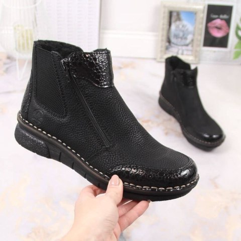 Komfortowe botki na suwaki ocieplane Rieker W RKR555