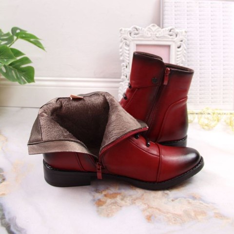 Botki z ozdobami ocieplane Jezzi W JEZ52G czerwone