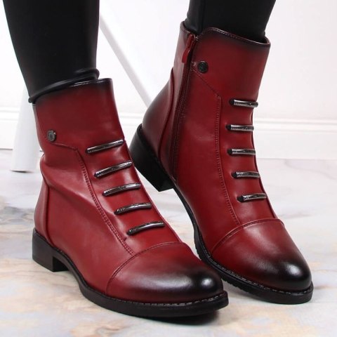 Botki z ozdobami ocieplane Jezzi W JEZ52G czerwone