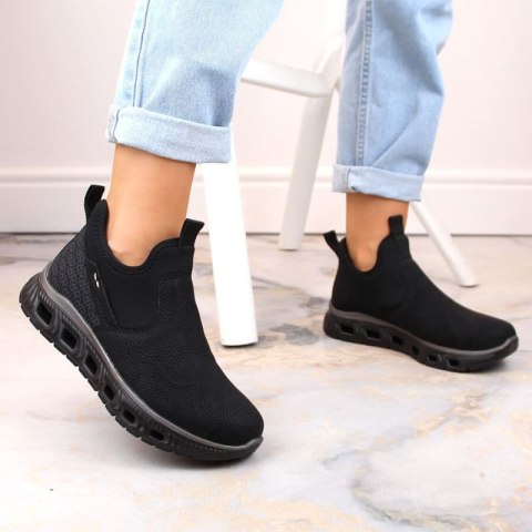 Półbuty komfortowe za kostkę wsuwane Rieker W RKR616 czarne