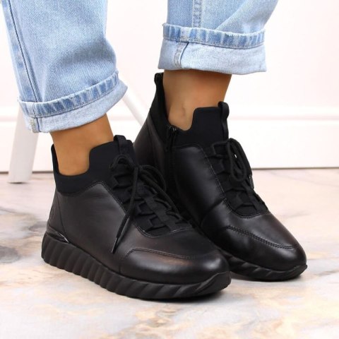 Skórzane półbuty Rieker W RKR611B czarne