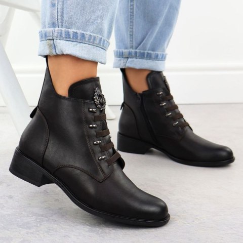 Botki na płaskim obcasie ocieplane Jezzi W JEZ412C brązowe