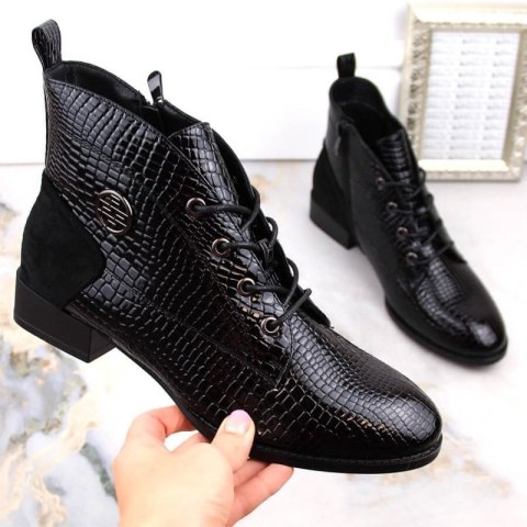 Lakierowane botki kroko ocieplane Filippo W PAW478A czarne