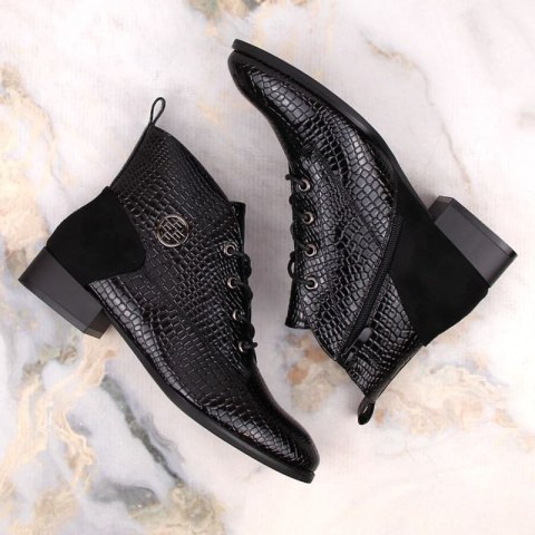 Lakierowane botki kroko ocieplane Filippo W PAW478A czarne