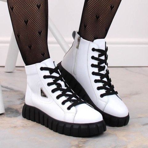 Skórzane botki na platformie Filippo W PAW382B białe