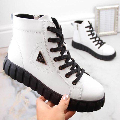 Skórzane botki na platformie Filippo W PAW382B białe