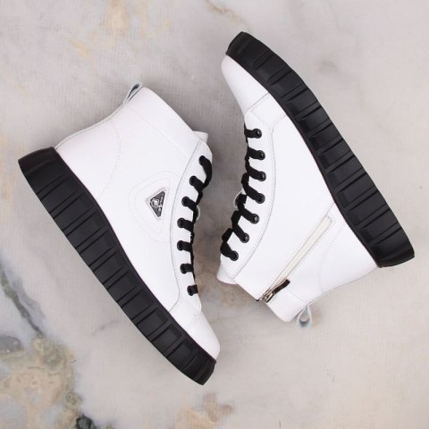 Skórzane botki na platformie Filippo W PAW382B białe