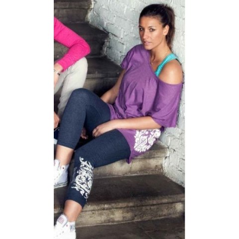 Leginsy długie LEONE LW1009/S16 granatowe "S"