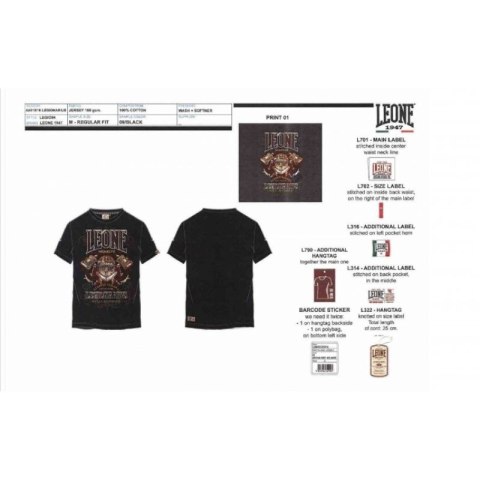 T-shirt męski LEONE LEGIO04 czarny "XL"