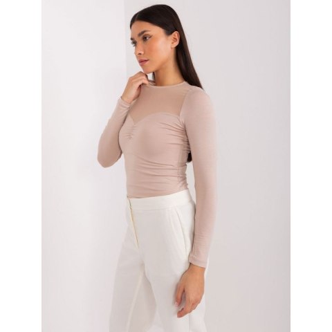 Beżowa bluzka basic z siateczką BASIC FEEL GOOD (RV-BZ-9202.10X)