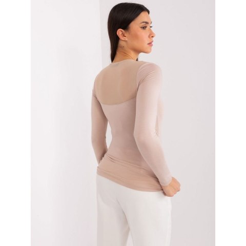 Beżowa bluzka basic z siateczką BASIC FEEL GOOD (RV-BZ-9202.10X)