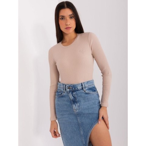Beżowa bluzka w prążek BASIC FEEL GOOD (RV-BZ-9207.41X)