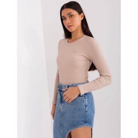 Beżowa bluzka w prążek BASIC FEEL GOOD (RV-BZ-9207.41X)