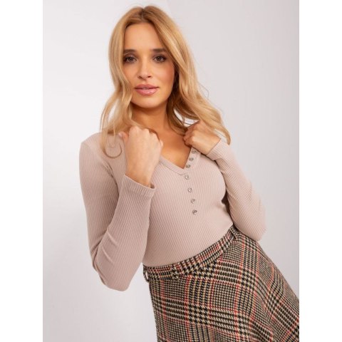 Beżowa bluzka w prążek BASIC FEEL GOOD (RV-BZ-9209.36P)