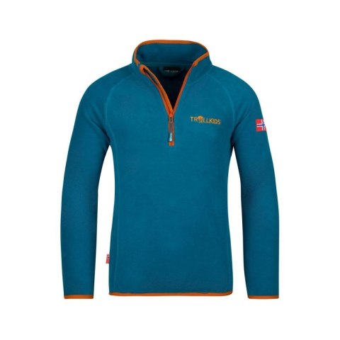 Bluza polarowa dziecięca unisex Trollkids Kids Nordland Half Zip deep lagoon/cinnamon lekka i oddychająca niebieska (707-178)