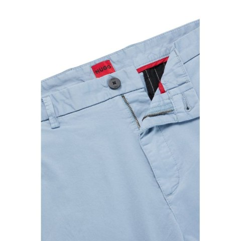 Spodnie długie męskie Hugo Boss o wąskim kroju z elastycznej bawełnianej gabardyny błękitne (50468314-451)