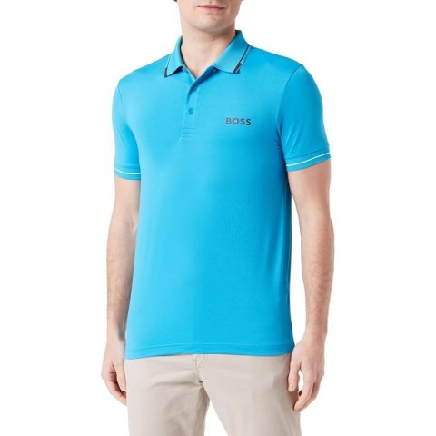 Koszulka Polo męska BOSS Paul Pro Turquoise/Aqua slim fit turkusowa (50506203-442)