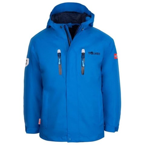Kurtka przeciwdeszczowa dziecięca TrollKids Kids Sognefjord Jacket Pro azure blue/navy oddychająca niebieska (431-160)