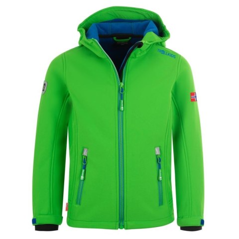 Kurtka softshellowa dziecięca TrollKids Kids Trollfjord Jacket bright green/med blue wiatroodporna zielona (161-304)