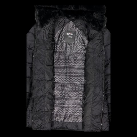 Kurtka zimowa damska CMP z kapturem sportowa ocieplana czarna (34K0036F/U901)