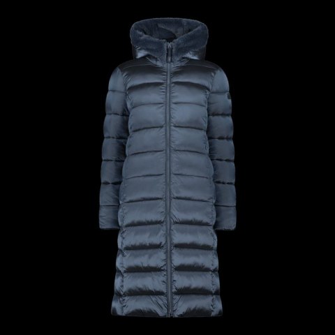 Kurtka zimowa damska z kapturem CMP płaszcz ocieplany długi granatowy (34K0046F/L635)