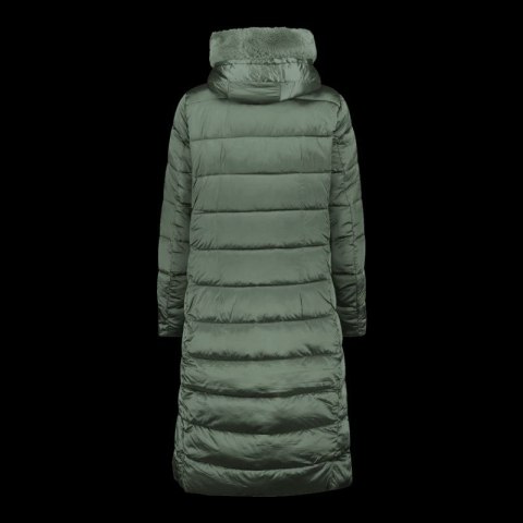 Kurtka zimowa damska z kapturem CMP płaszcz ocieplany długi zielony (34K0046F/E621)