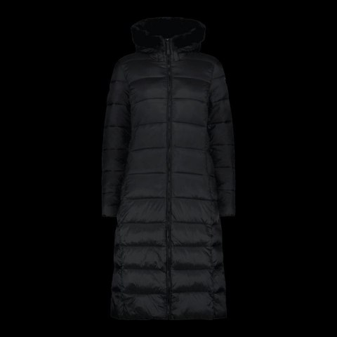 Płaszcz zimowy długi damski CMP kurtka z kapturem ocieplana czarna (34K0046F/U901)