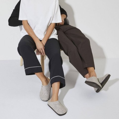 Kapcie męskie/damskie ocieplane Birkenstock Zermatt Light Gray z wełnianego filcu regular szerokie (1015092)