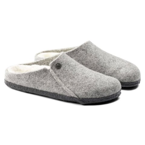 Kapcie męskie/damskie ocieplane Birkenstock Zermatt Light Gray z wełnianego filcu regular szerokie (1015092)