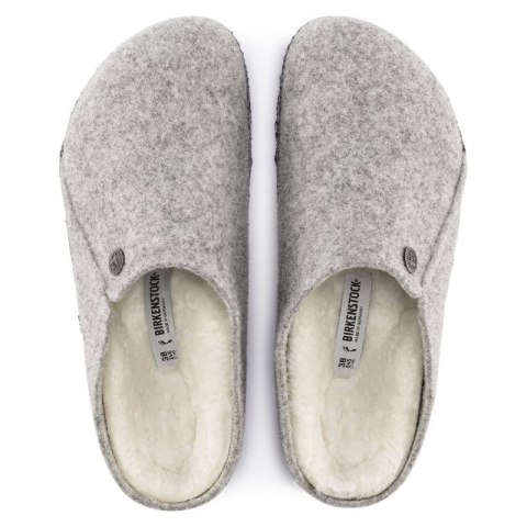 Kapcie męskie/damskie ocieplane Birkenstock Zermatt Light Gray z wełnianego filcu regular szerokie (1015092)