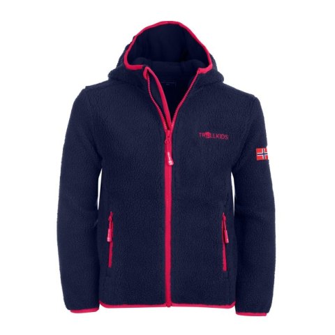 Kurtka polarowa dziewczęca Trollkids Girls Mandal Jacket z kapturem dla dziewczynki granatowa (358-114)