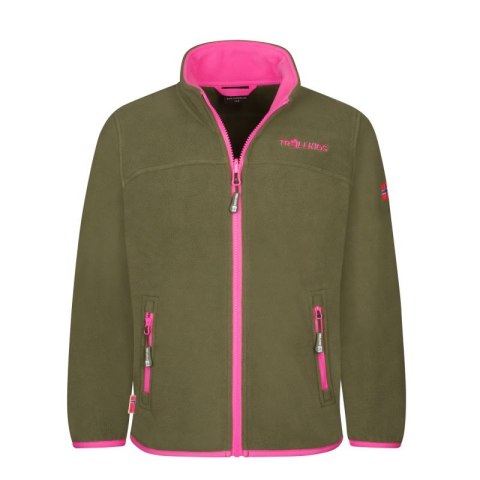 Kurtka polarowa dziewczęca Trollkids Girls Oppdal Jacket XT sportowa rozpinana zielona (415-194)