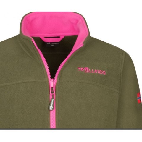 Kurtka polarowa dziewczęca Trollkids Girls Oppdal Jacket XT sportowa rozpinana zielona (415-194)
