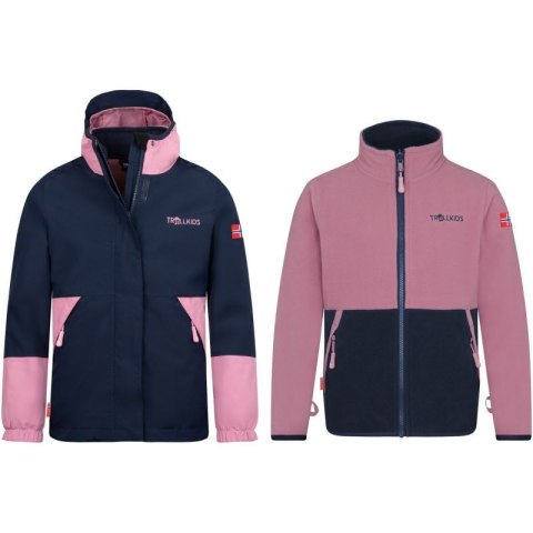 Kurtka z podpinką dziecięca TrollKids Kids Kjerak 3in1 Jacket wodoodporna granatowa (570-166)