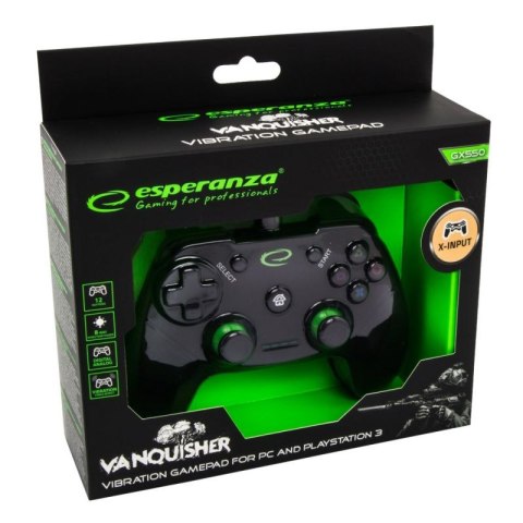Gamepad Esperanza Vanquisher EGG110K (PC, PS3; kolor czarny, kolor zielony)
