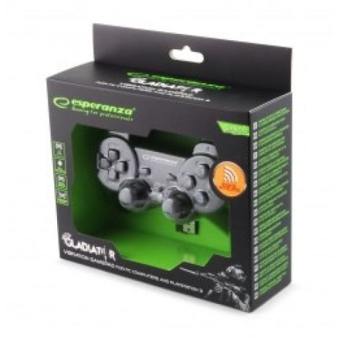 Gamepad bezprzewodowy Esperanza EGG108K (PC, PS3; kolor czarny)