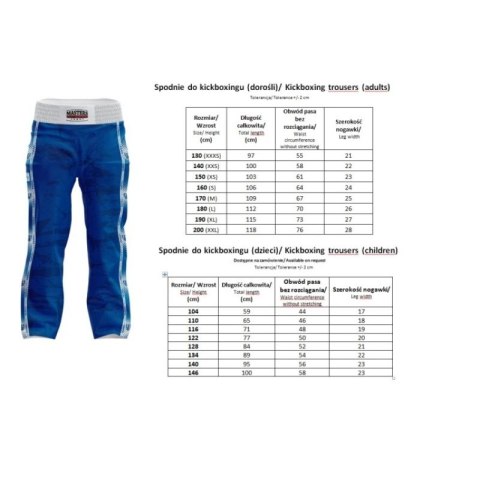Spodnie do kickboxingu MASTERS SKBP-M (WAKO APPROVED)