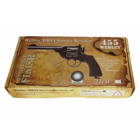 Rewolwer WEBLEY MKVI .455 Police kal.4,5 mm Diabolo łuski 6-strzał. lufa 4" CO2 Black Ekp do17J