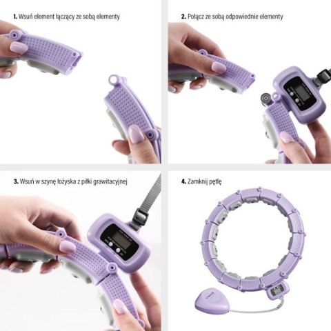 Hula hop HMS HHM14 z magnesami, obciążnikiem i licznikiem fioletowy