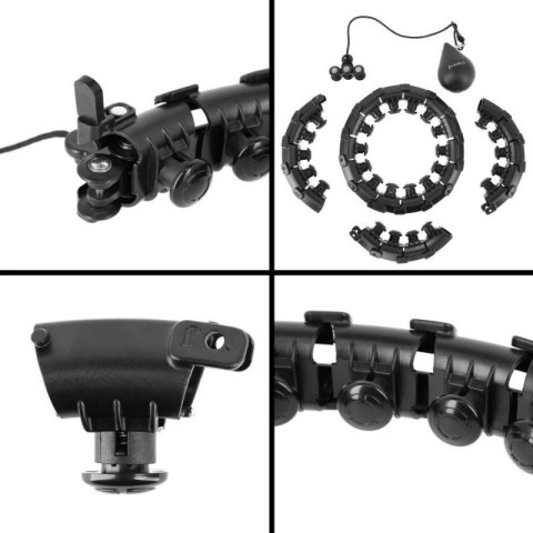 Hula hop plus size HMS HHW12 z wypustkami i obciążnikiem czarny