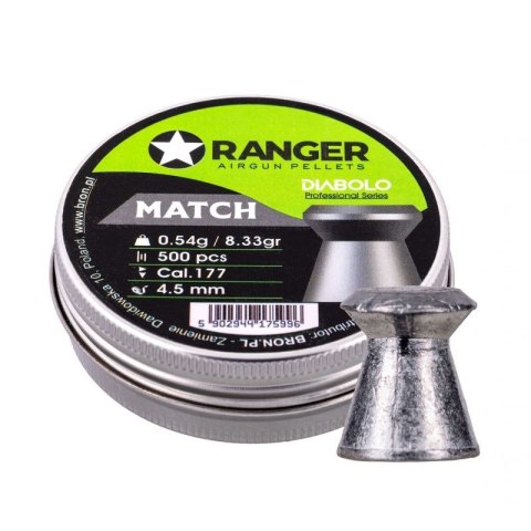 Śrut 4,5 mm RANGER Diabolo Professional Match płaski 500 szt. 0,54 g