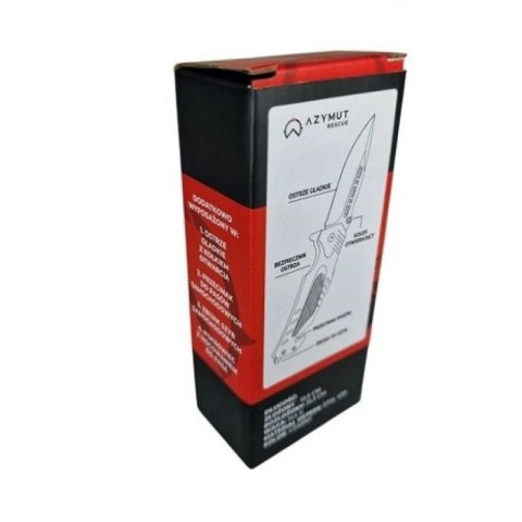 Nóż ratowniczy AZYMUT Rescue +przecinak pasów +zbijak szyb +pokrowiec