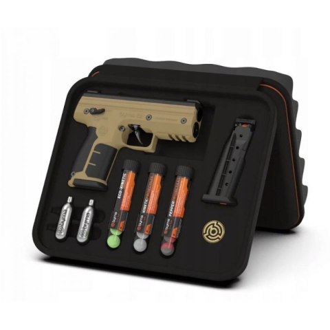 Pistolet na kule gumowe i pieprzowe BYRNA SD TAN k.68 CO2 8g zestaw (SK68300-TAN)