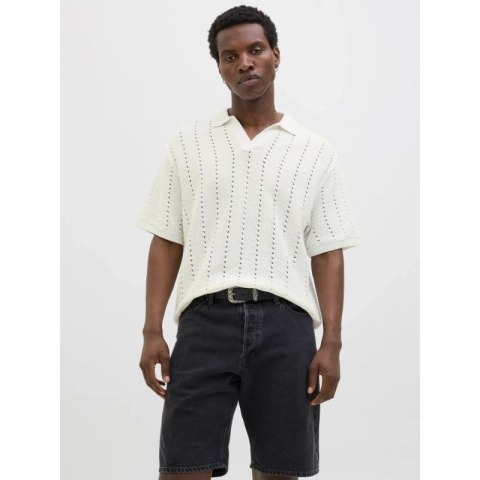 Jack&Jones koszulka męska JORPAROS KNIT ESTER SS CROCHET POLO 12272562 SEA SALT