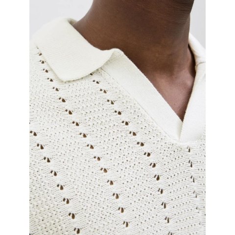 Jack&Jones koszulka męska JORPAROS KNIT ESTER SS CROCHET POLO 12272562 SEA SALT