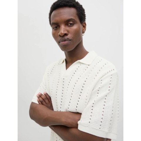 Jack&Jones koszulka męska JORPAROS KNIT ESTER SS CROCHET POLO 12272562 SEA SALT