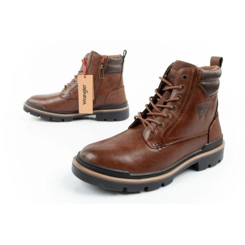 Wrangler Nevada buty męskie sztyblety trzewiki eleganckie modne sznurowane brązowe
